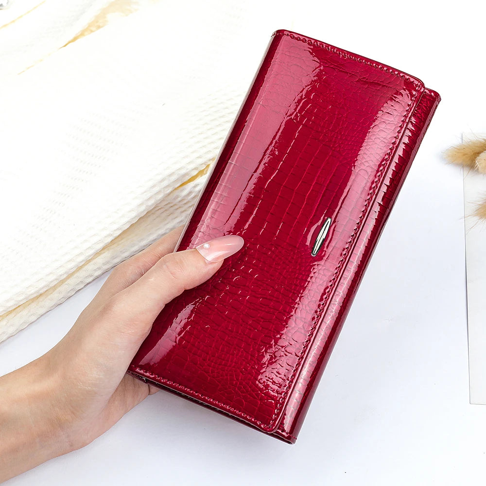 WESTAL Women Long Wallet Leather Credit Card Holder Wallet With Zipper Leather Money Clip Women Purses Genuine Leather Wallet