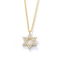Hot Sale Fashion Pure 925 Sterling Silver Shining Zircon Jewish Star of David Pendant Necklace Jewelry for Women Girls Men