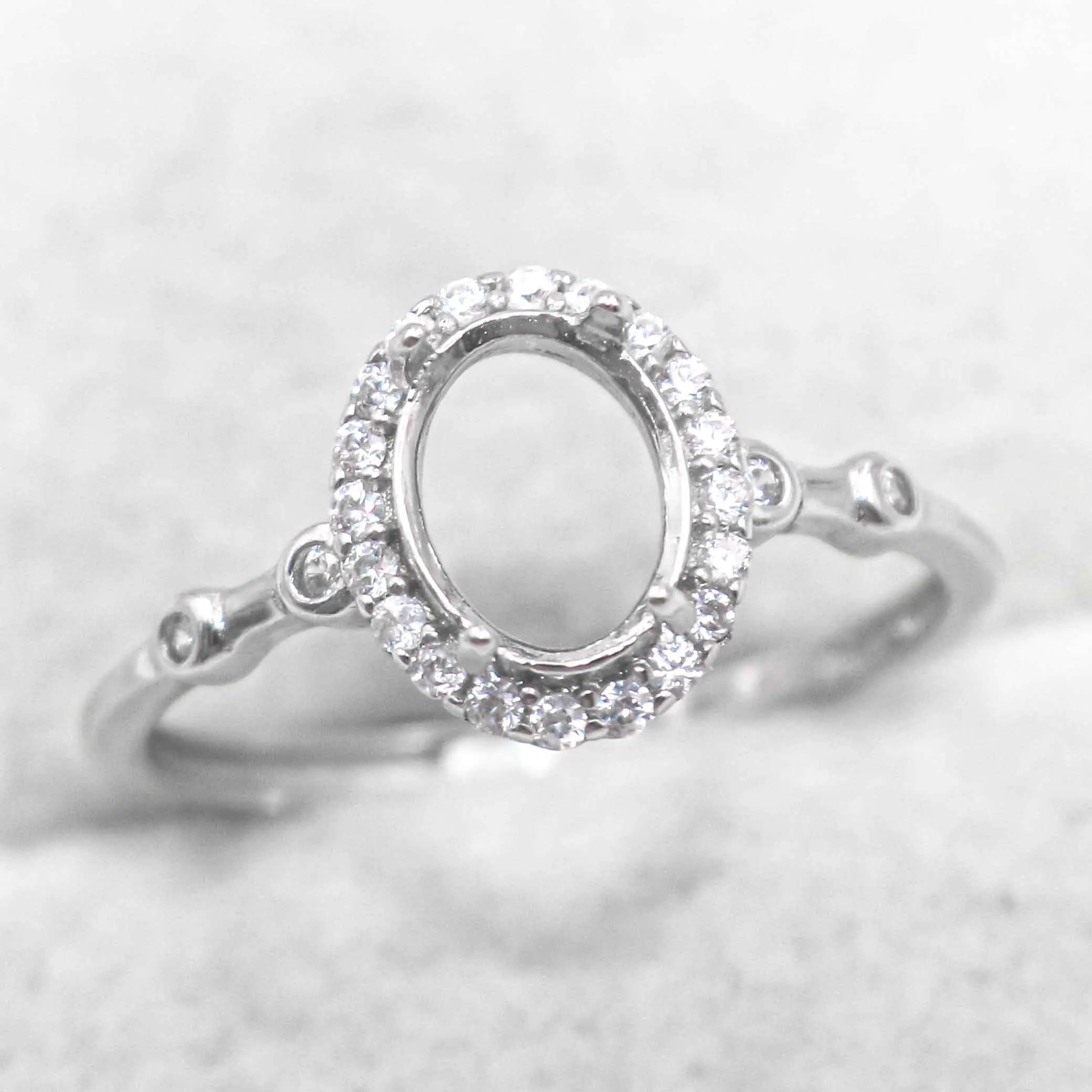 Sterling Silver 6*8/7*9/8*10mm Semi Mount Ring Frame Empty Blank Support Setting S925 Base Without Center Stone DIY for Inlay