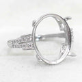 Sterling Silver 12*15mm Semi Mount Ring Empty Frame Blank Support Setting S925 Base Holder Without Center Stone for DIY Inlay