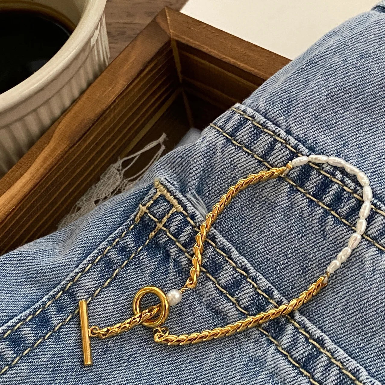 Unique Design No Fading 18k Gold Bracelets Jewelry Stainless Steel Freshwater Pearl Bracelet for Women