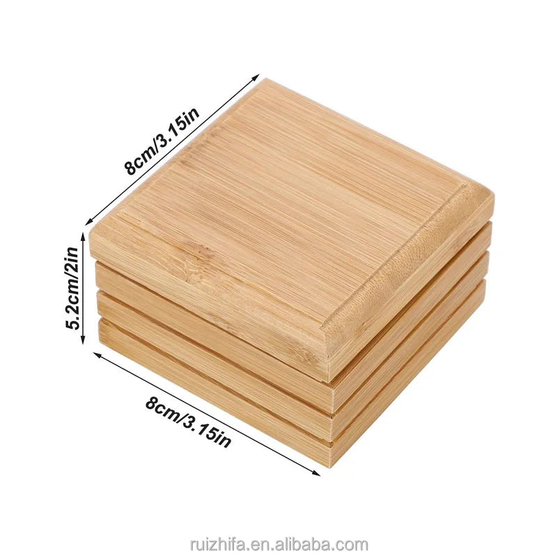 Hot Sale Custom Square Bamboo Soap Tray Holder Eco-friendly Natural Soap Dish with Waterproof Durable Storage Rack Container Lid