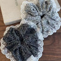 PFT Retro Lace Sweet Floral Oversized Fat Intestine Circle Gentle Ponytail Tie Elastic Fashionable Headband Pearls Daily Hair MegaBDM