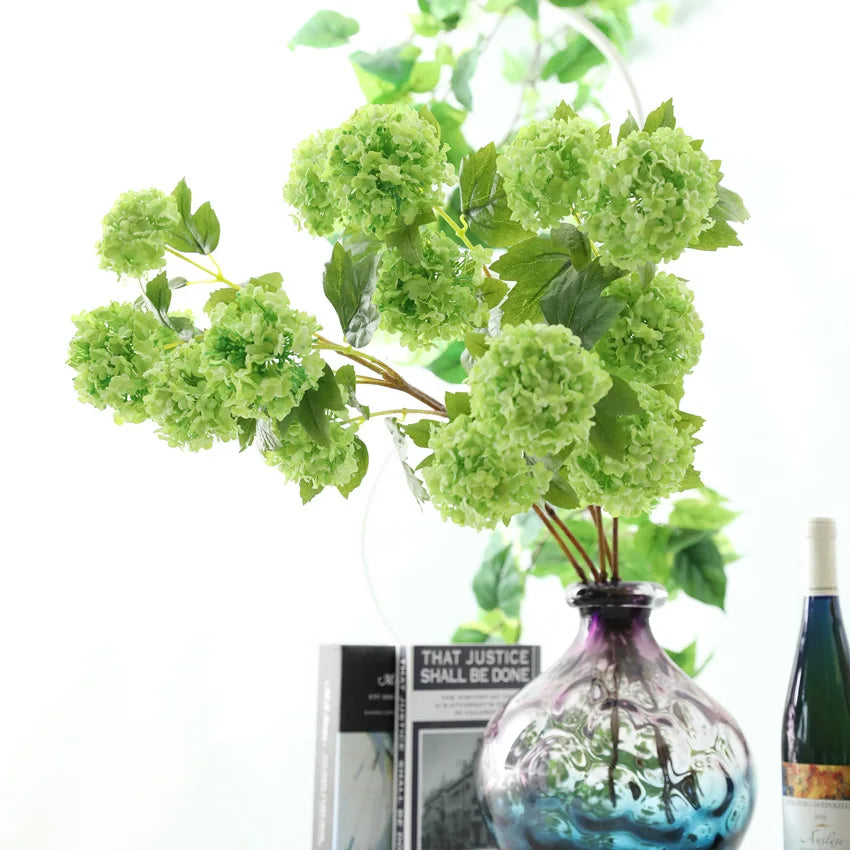 Latest Arrival 3-Headed Real Touch 82cm Hydrangea High Simulation Artificial Flowers Stem for Wedding Graduation Mother's Day