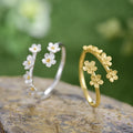 Fashion Fine Jewelry 925 Sterling Silver 18K Gold Plated Handmade Forget-me-not Flower Adjustable Rings for Women Engagement