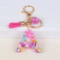 Wholesale Girl pink Resin Mixed Stone Alphabet Key Chain Cute Sequins Silicone Pendant Key Chain
