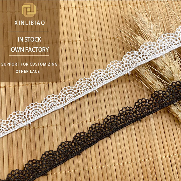 Water-soluble Lace Fabric Accessory - Embroidered Circular Openwork Lace Trim - Black Lace Trim