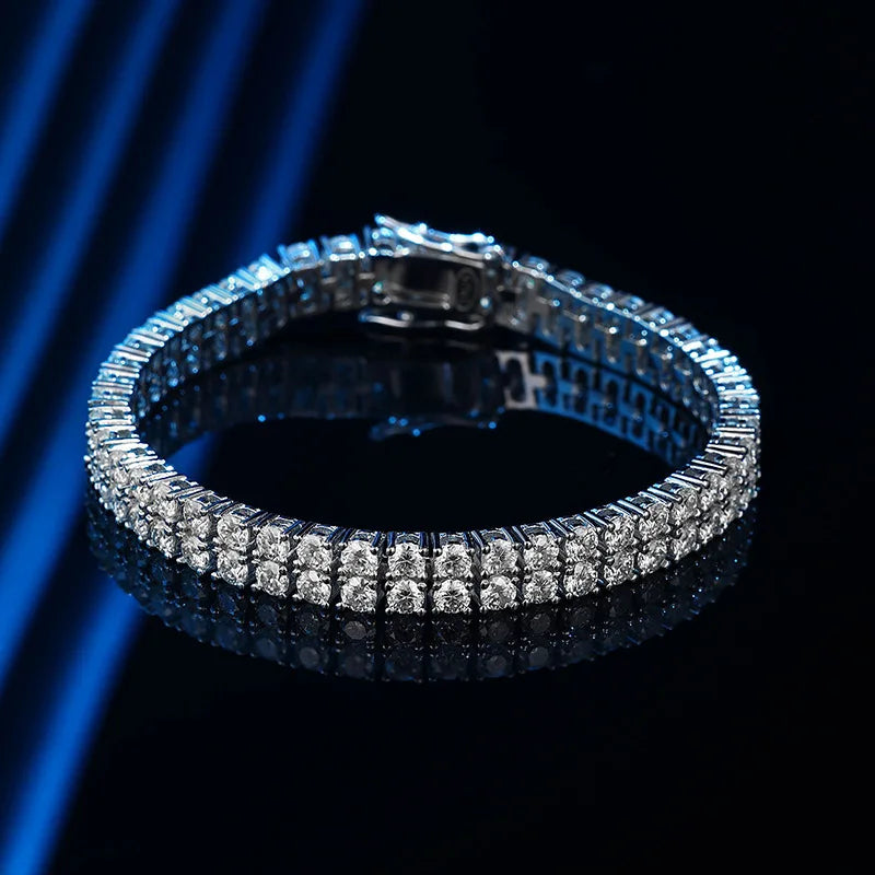 Silver 925 Original Round Brilliant Cut Diamond Test Past 0.1 Carat Micro Stones D Color Moissanite Tennis Chain for Wedding
