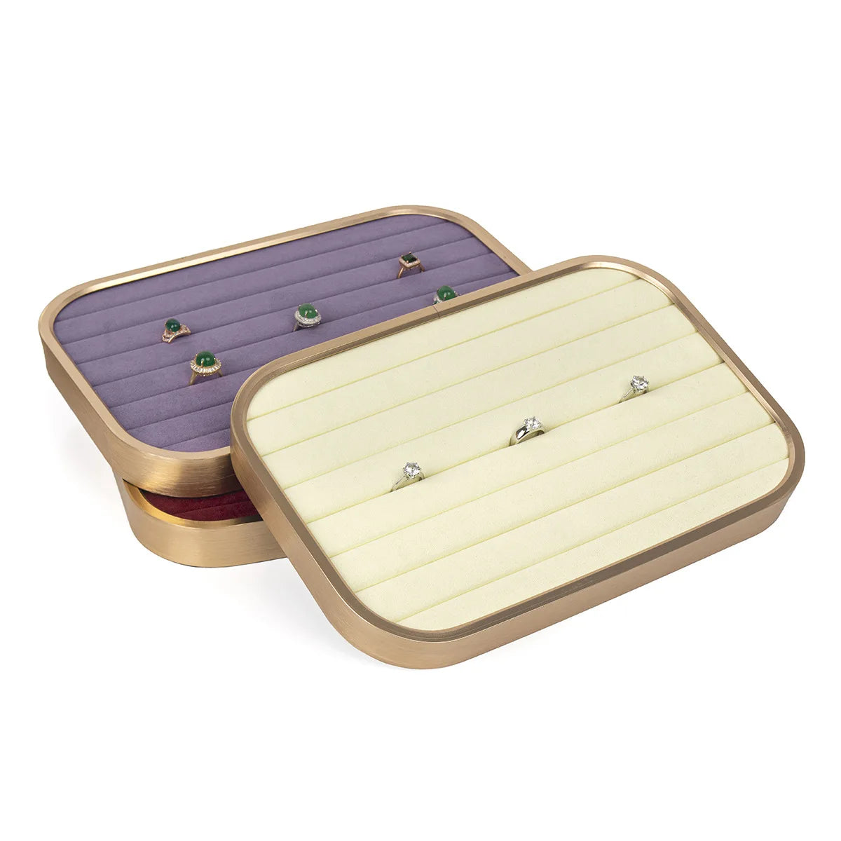 Metal Jewelry Organizer Multipurpose Removable Dividers Jewelry Display Tray for Rings Earring Necklace