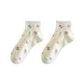 Spring Summer Korean Cute Sweat Flowers Ankle Women Cotton Short Socks