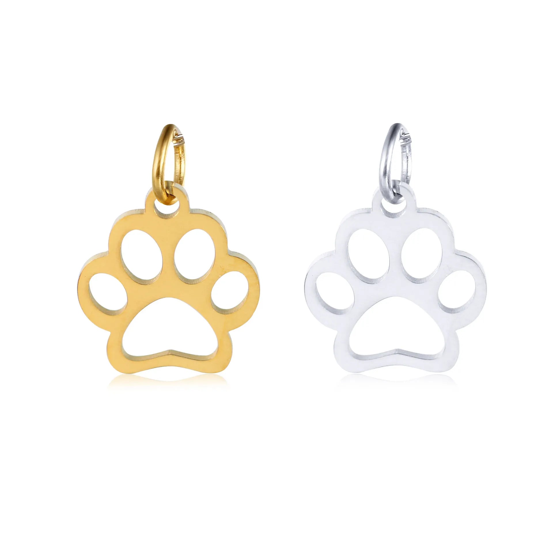 16MM Stainless Steel Cat Paw Footprint Pendant Bracelet Charms High Polished Accessories Finding Supplies