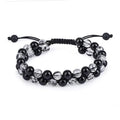 Natural Stone Bracelet Black Hair Quartz Obsidian Gemstone Beads Woven Adjustable Friendship Bracelets for Women Men