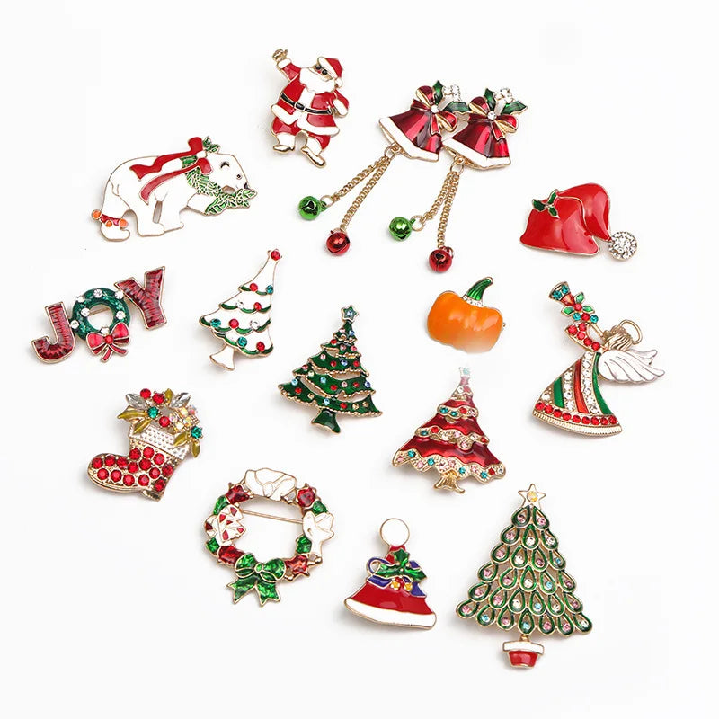 Christmas Series Zinc Alloy Brooches Wholesale Christmas Tree Badge Clothing Accessories New Christmas Gift Brooches Women