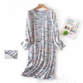 One-piece Women's Sleepwear Cotton Home Wear Cotton Long Sleeve Plus Size Women's Sleepwear