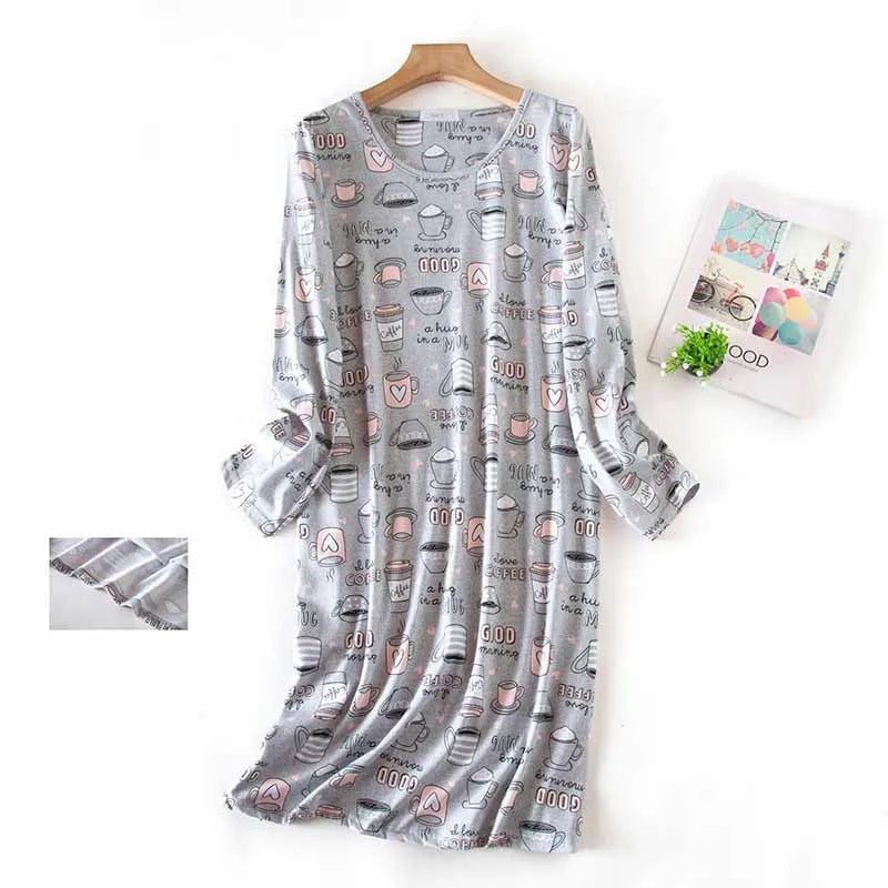 One-piece Women's Sleepwear Cotton Home Wear Cotton Long Sleeve Plus Size Women's Sleepwear