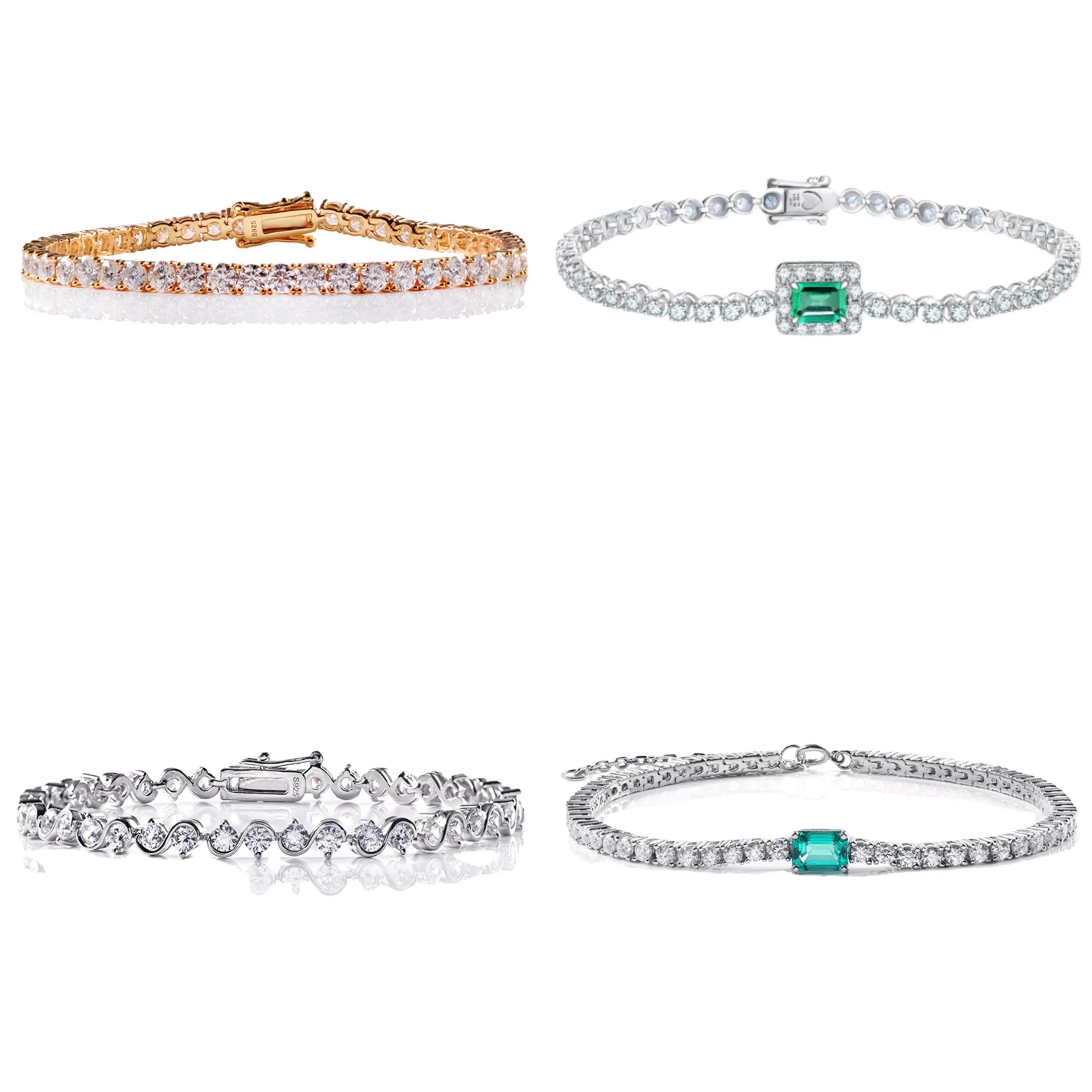 Fashion Jewelry Gold Plated Silver 925 Women's Bracelet Custom Tennis  Moissanite Bracelet