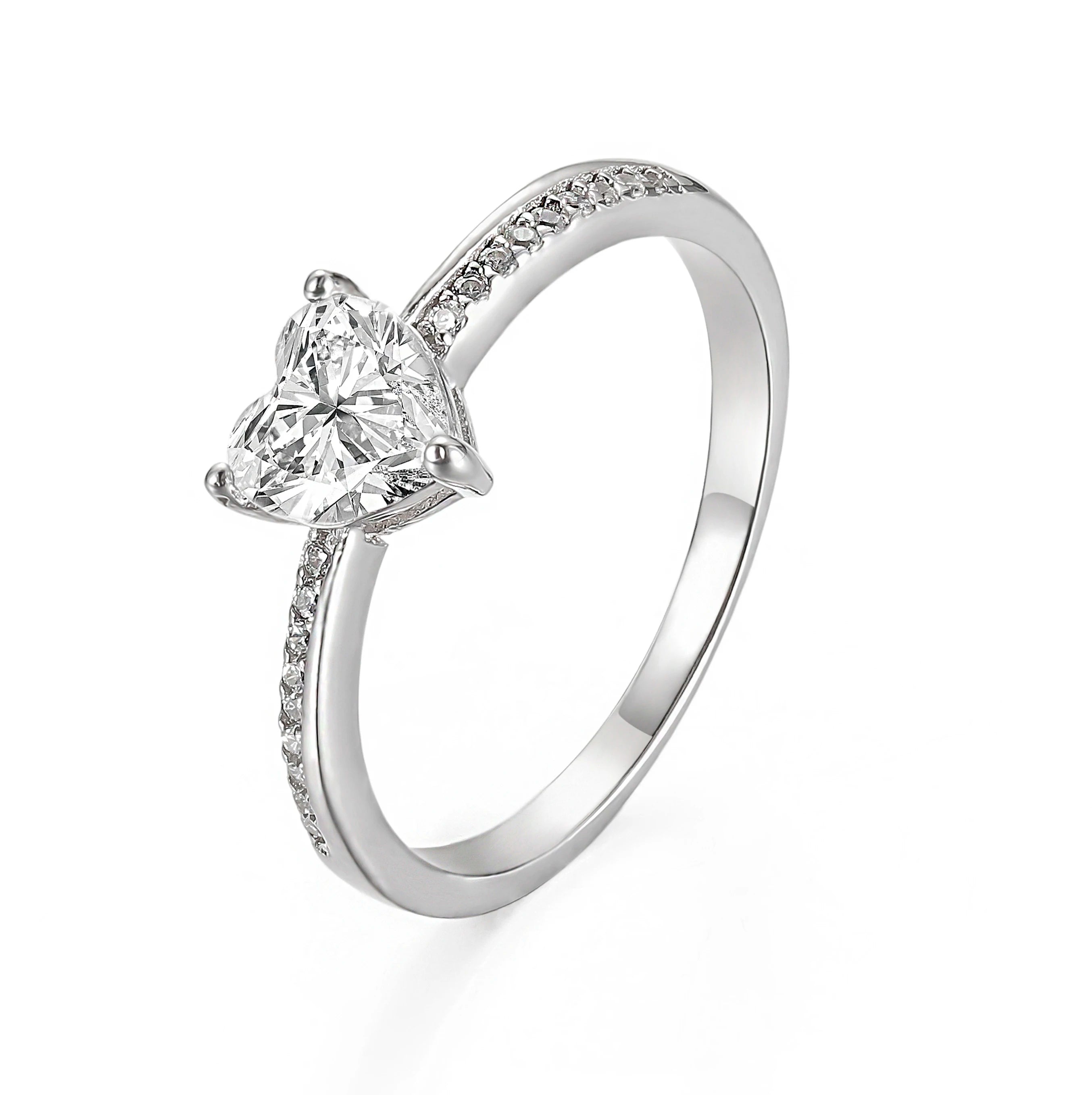 OAHLAN Classic Heart Cut Diamond Cubic Zirconia 925 Sterling Silver Rings for Women Wedding/Engagement Luxury Fashion Jewelry