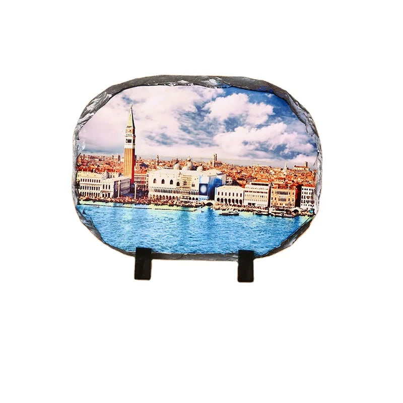 SH-56 15x20cm Sublimation Photo Frame Oval Shape Slate Rock for Wedding/Advertising/Hotel/Home/Office Decor Blank Frame