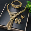 Fashion Luxury European Brazilian 14k Gold Plated Bracelet Earring Cubic Zirconia Big Necklace African Gold Bridal Jewelry Sets