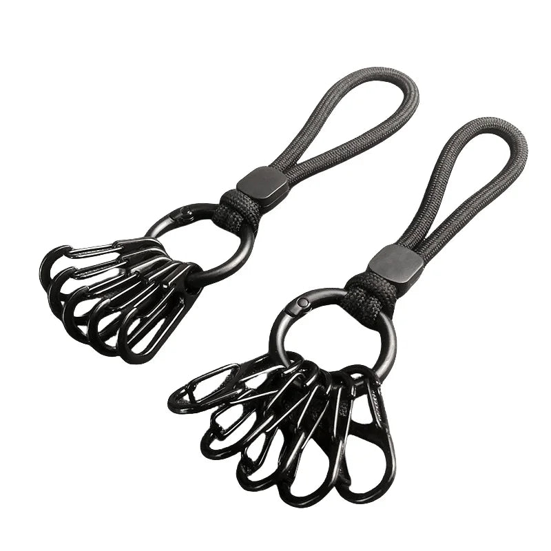 Carabiner Keychain Multi-Hook Metal Clip Keychain Multi-Functional Hook Key Holder Flexible Keychain Organizer Anti-Lost Ring