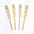 Personalized Drink Stirrers Gold Laser Cut Acrylic Cocktail Coffee Stirrers Wedding Cake Decoration with Laser Hollow Name