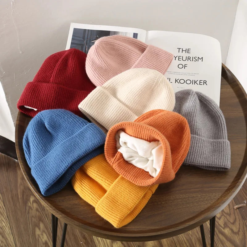 New Arrival Solid Beanie Hat Color Warm Knit High Quality Outdoor Travel Cycling Cold Protection Ear Wool Hat Trendy Casual
