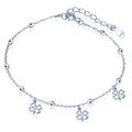 Real Silver Anklets Lucky Four Leave Clover Foot Bracelet for Women
