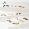 Mini Crystal Earrings Classic Jewelry Natural Gemstone Double Point Hexagon Bead Stud Earring Gift to Women Girl