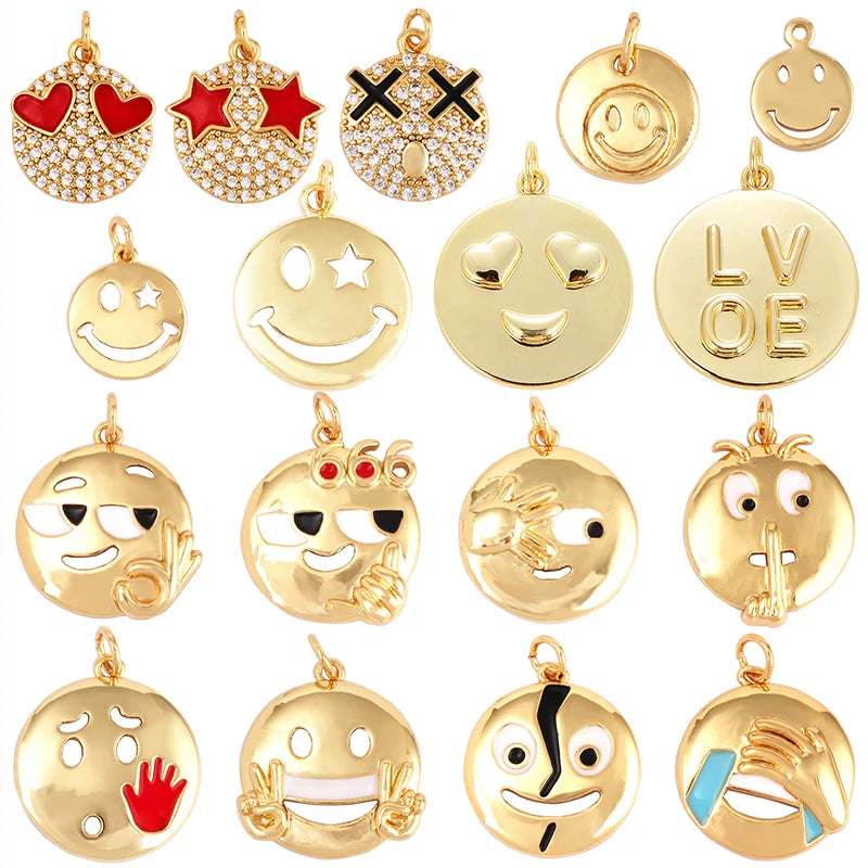Smile Happy Cry Face Expression Emotion  Love Call Me  Charm Pendant in Gold Colour Jewelry Necklace Bracelet Making Supplies
