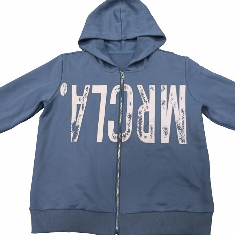 Custom High Quality Men's Solid Color Casual Athletic Pullover Threaded Hem Zipper Rhinestone & Character Print Hoodies for Men