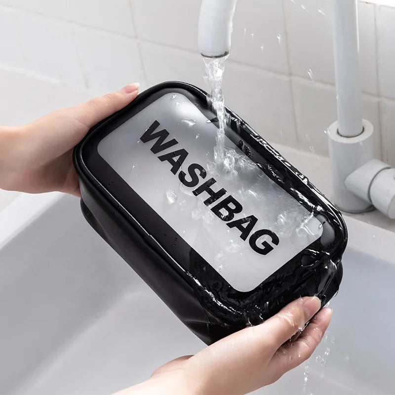 Portable Eco-Friendly England Style Soft Handle Large Capacity Travel Bag Women Men Clear Transparent PVC Waterproof Makeup