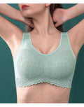 Comfortable Bras for Plus Size Women Breathable Latex Seamless Bralette with Embroidered Gathers and Pad Wireless BH Vest