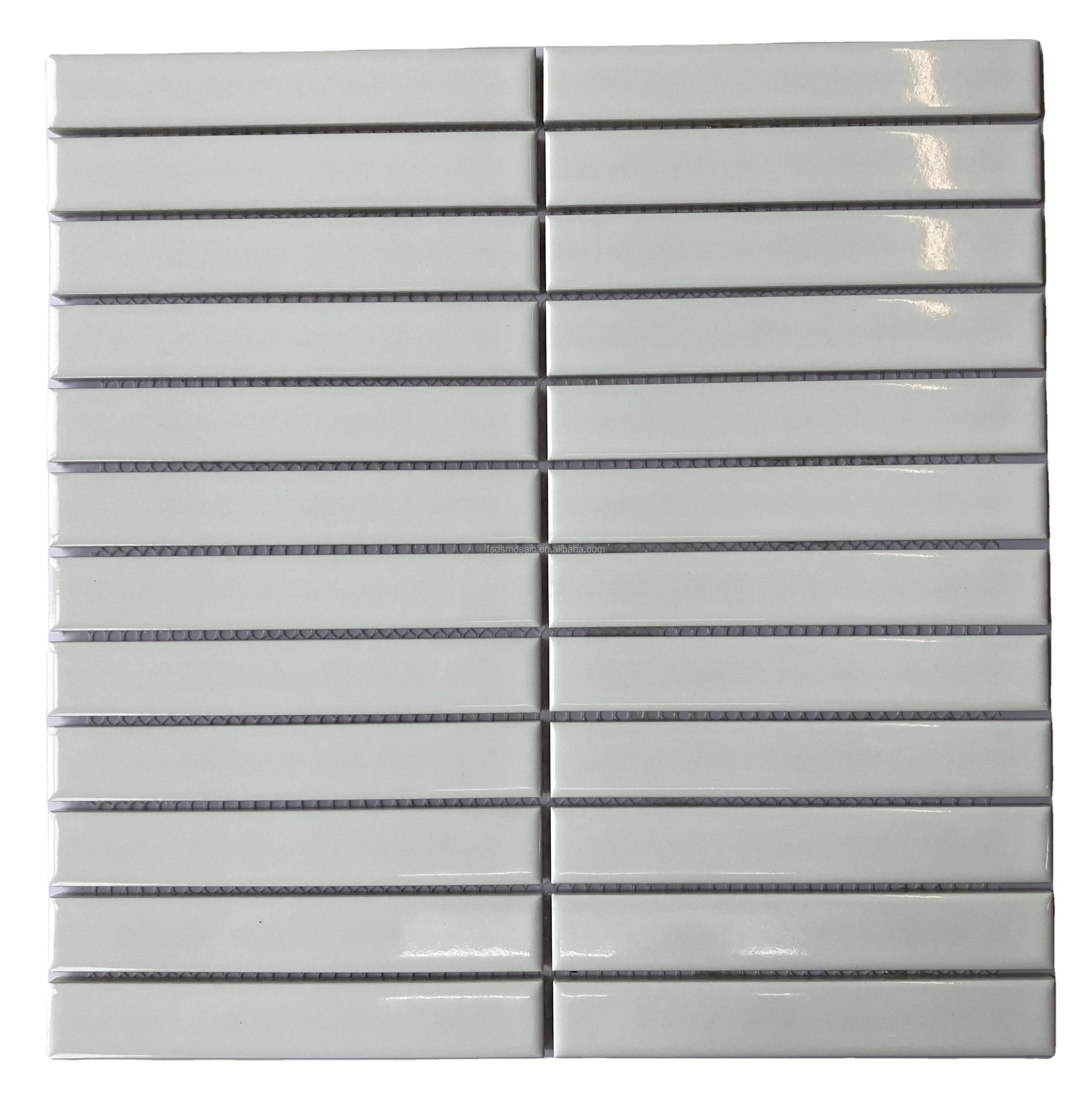 DS Factory Hot Selling White Ceramic Linear Rectangle Stacked Mosaic Tile for Bathroom Wall Modern Design for Interior Use