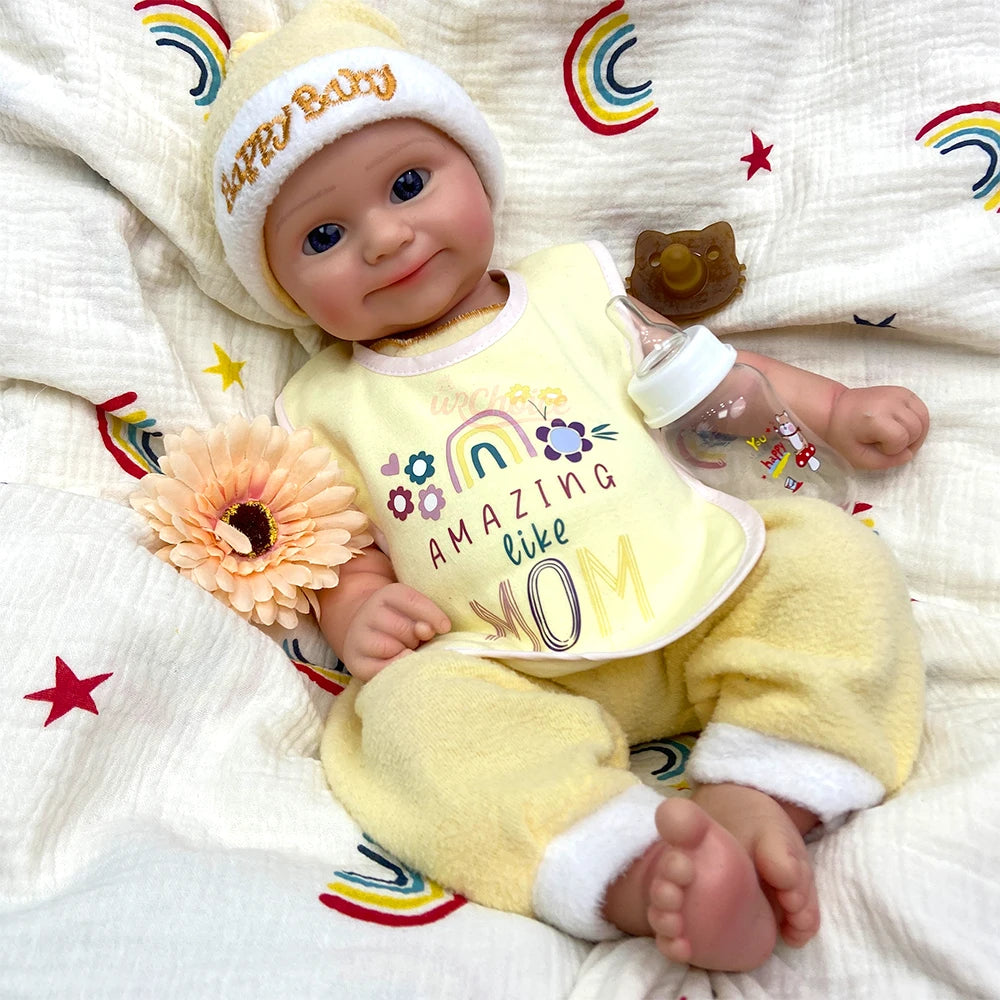 20" Full Solid Silicone Rebirth Girl Bebe Reborn Doll 50cm Weighted Painted Newborn Baby Washable Doll Kits for Birthday Gift