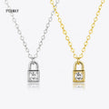 FUANAY Luxury S925 Sterling Silver Necklace Long Adjustable Link Chain with Zircon Wedding Jewelry-Love Lock Necklace