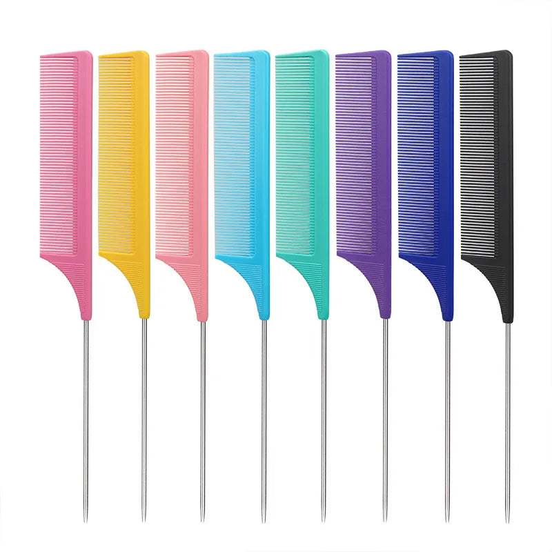 Antistatic Heat Resistant Custom logo Peine Carbon Hair Precision Rat Tail Parting Comb