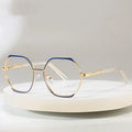 Polygonal Women Spectacle Metal Spring Foot Flat Mirror Computer Eye Protection Blue Light Blocking Optical Protection Eyewear