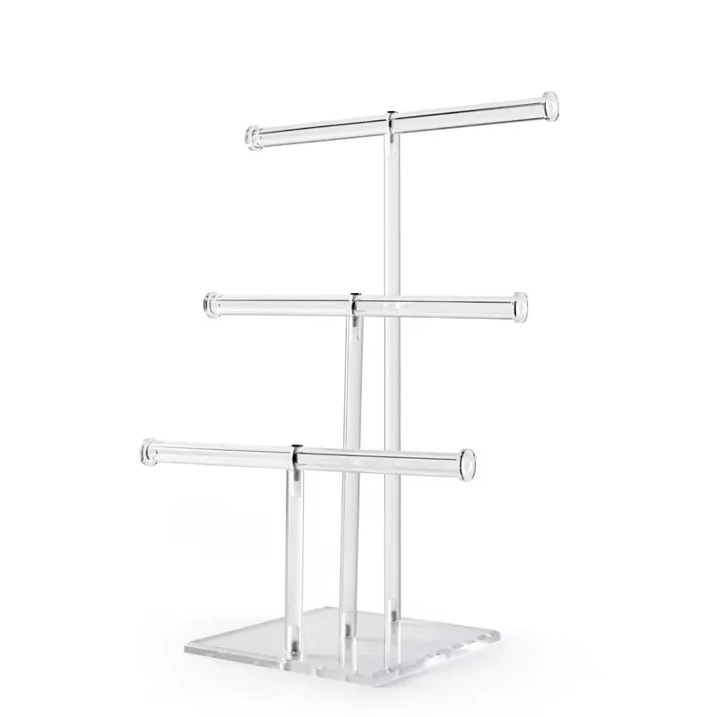 Three-Tiered Acrylic Bracelet Holder with T-Design Popular Jewelry Display Stand for Store Elegant Container for Store Showcase