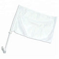 Factory Promotion 100% Polyester 30x45cm White Blank Car Flag With Plastic Pole