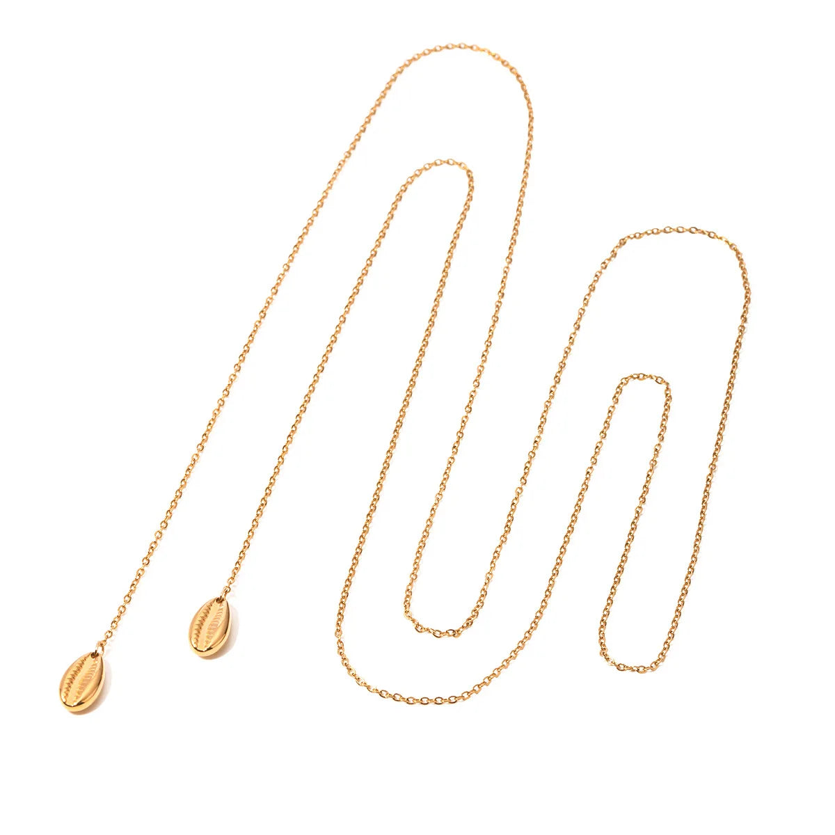 N&S 18K Gold Plated Stainless Steel Pendant 110cm Link Chain Classic Shell for  Long Shell for Women