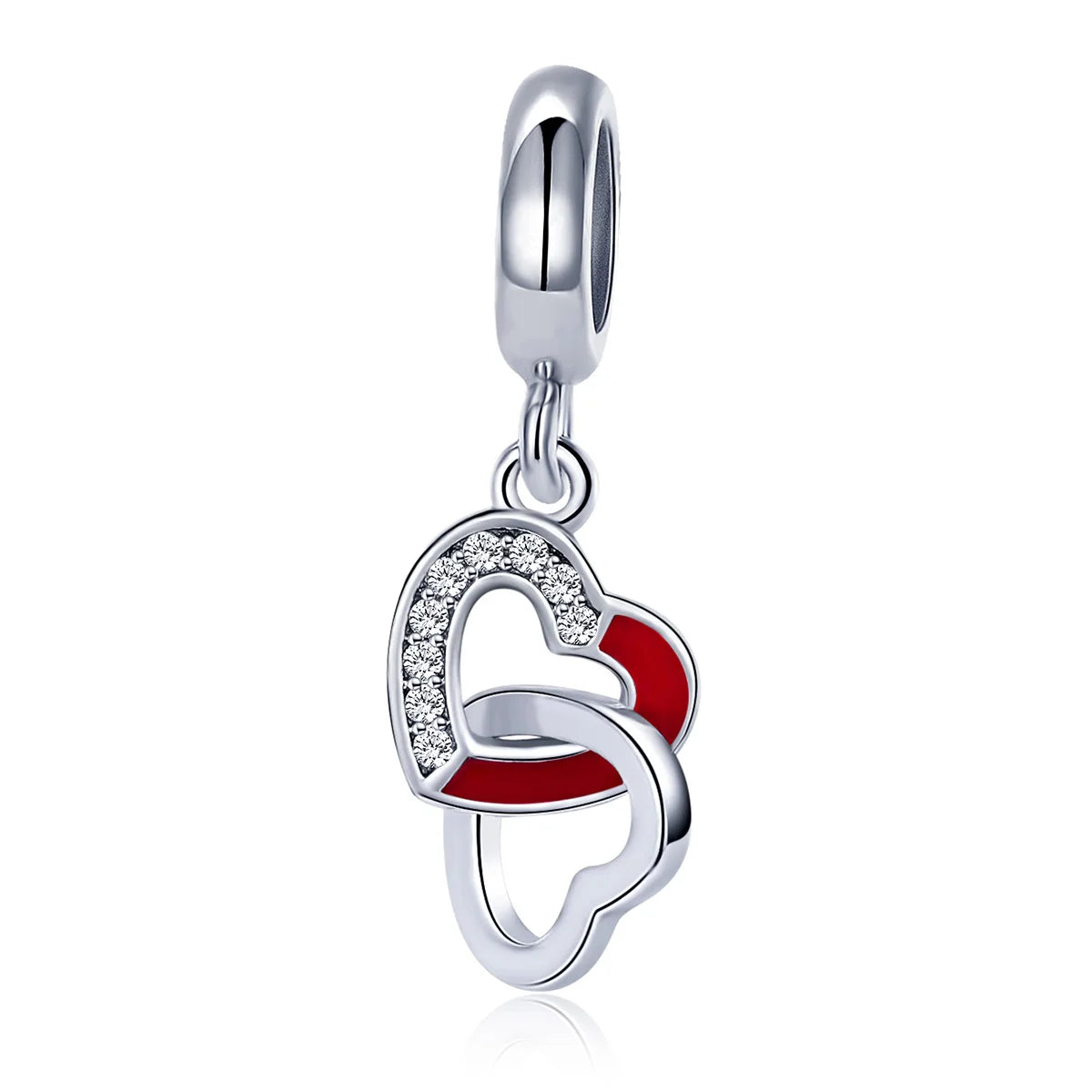 Jewelry Wholesale 925 Sterling Silver Heart to Heart Pendant Charm Fit Bracelet & Necklace Women Fine Jewelry Making SCC735
