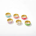 BINSHUO Wholesale Bohemia Waterproof Stainless Steel Rings Adjustable Inlaid Cubic Zircon Enamel Oil Drip Opening Ring for Women