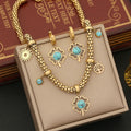 New Arrival 3pcs Stainless Steel Flower Jewelry Set Necklace Earrings Bracelet 18k Gold Plated Tarnish Free Set
