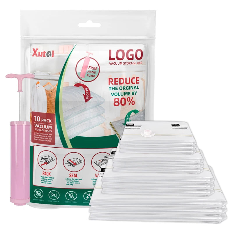 Wholesale Premium Recyclable Compression Eco-friendly Vacuum Storage Bag with Pump