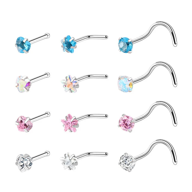 Wholesale Stainless Steel Body Jewelry Heart Shape Zircon Nose Cuff Piercing Jewelry Dainty Nose Stud for Women