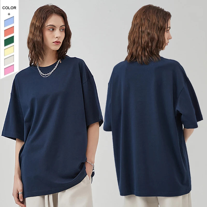 Spring/Summer New Earth Color Series Loose Short Sleeved Solid Round Neck Lightweight T-shirt Pure Cotton Men's Trendy T-shirt