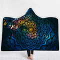 Fantasy Custom Digital Print Design Wearable Plush Blanket Sherpa Fleece Boho Colorful Mandala Hooded Blanket