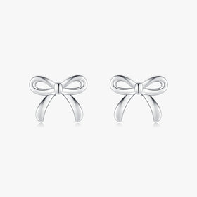 925 Sterling Silver Cute Simple Exquisite Hypoallergenic Bowknot Stud Earrings for Women