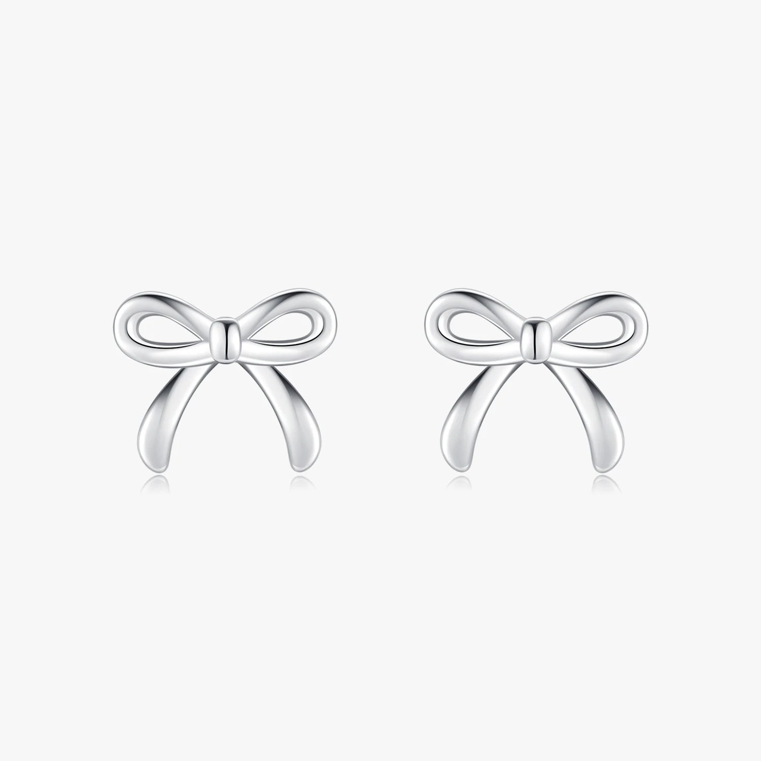 925 Sterling Silver Cute Simple Exquisite Hypoallergenic Bowknot Stud Earrings for Women