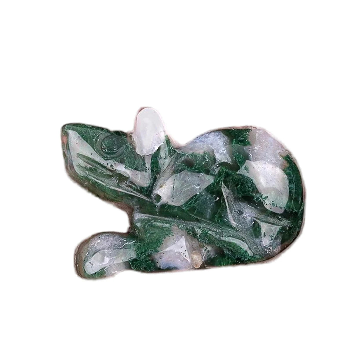 Compact 1.0 INCH Handmade Craved Fancy Jasper Natural Stone Mouse Animal Ornament Decoration Healing Stone Unisex Crafits Gifts